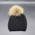 Enfants Bébé Enfants Automne Hiver Chaud Tricoté Réel De Fourrure POM POM Casquettes Bonnet Chapeau (HW627)